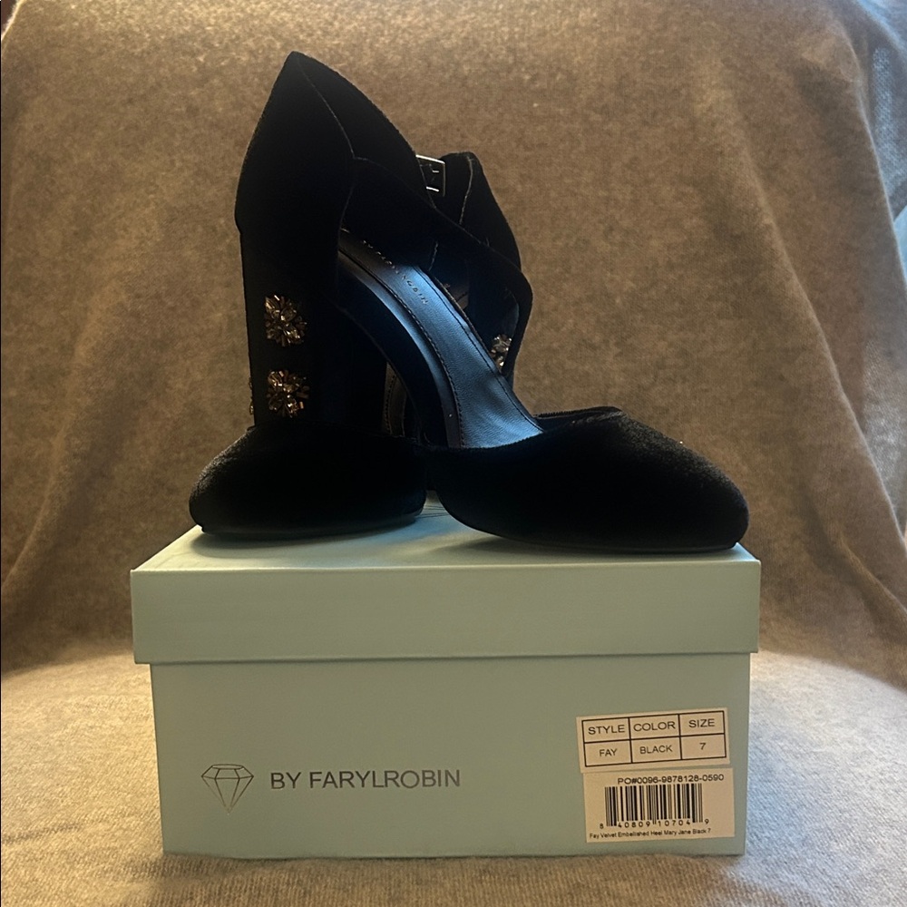 Farylrobin Black Velvet Heels